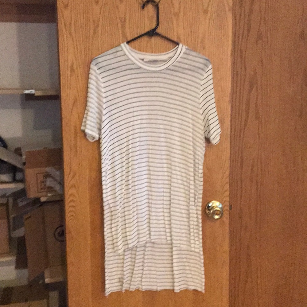 Audrey 3+1 Hi Lo Striped Black and White Shirt